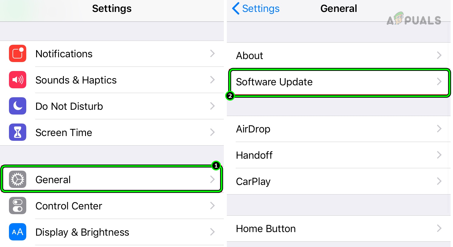 Open Software Update in the iPhone Settings