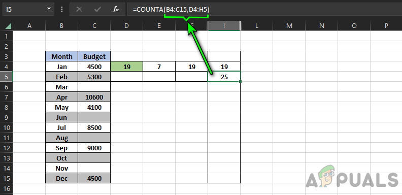 Using Multiple Ranges in the CountA Formula