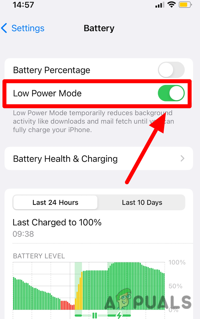 Disabling the low power mode on iOS