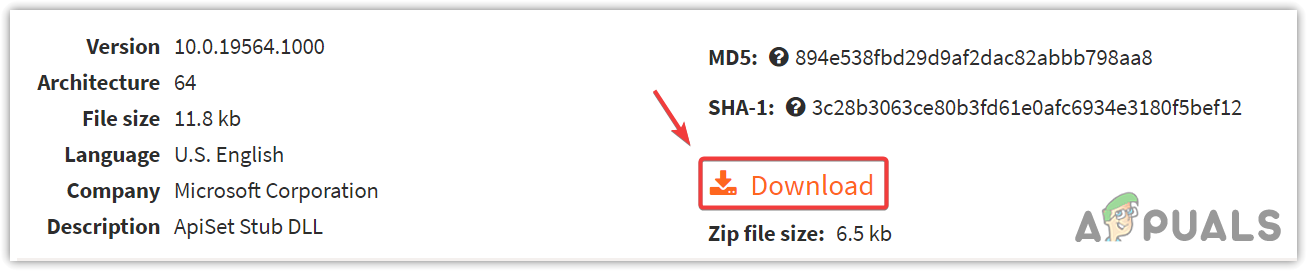 Downloading a missing DLL file