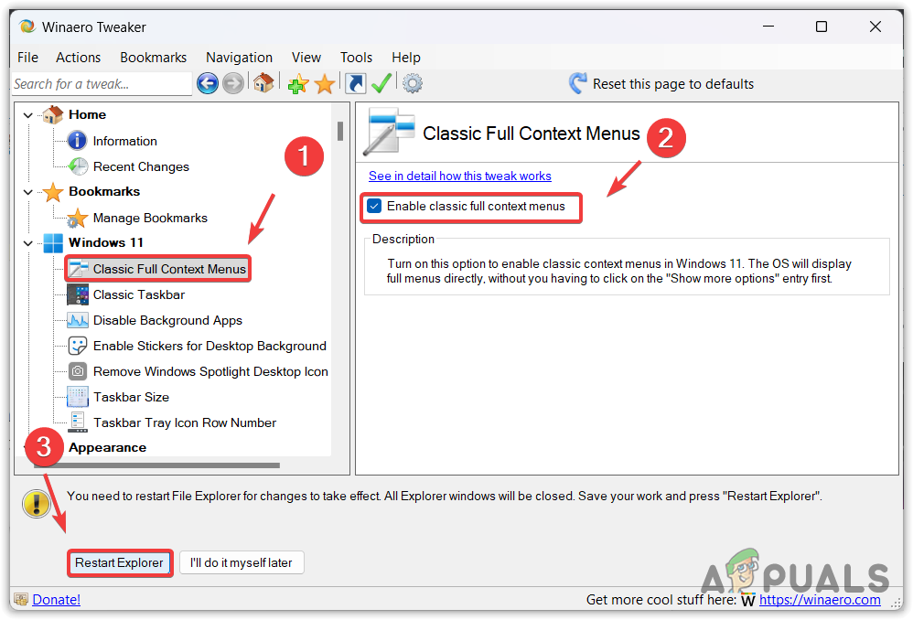 Enabling old classic context menu on Windows 11