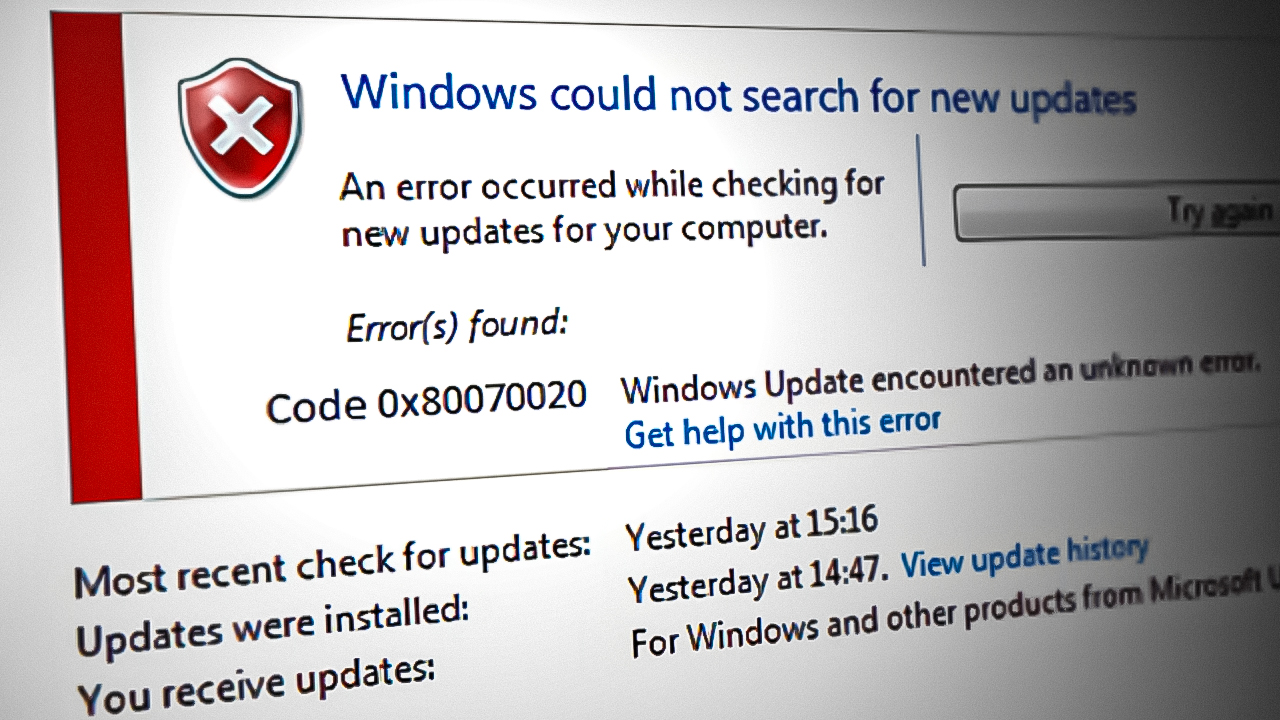Windows Error Code 0x80070020