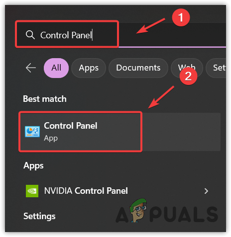 Opening Control Panel from Start Menu