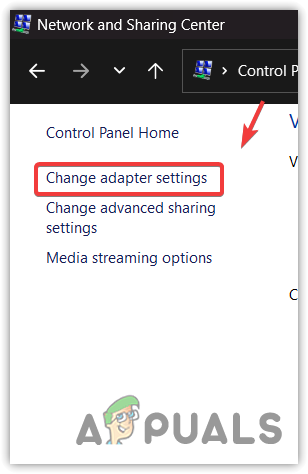 Opening Network Adapter settings