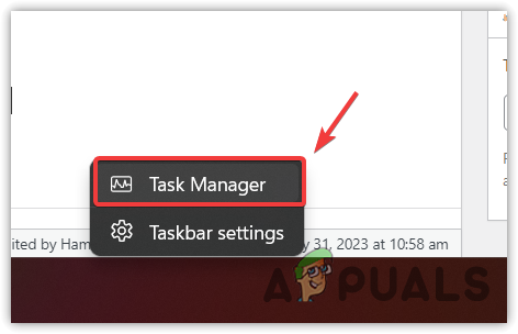 Opening Task Manager from task bar