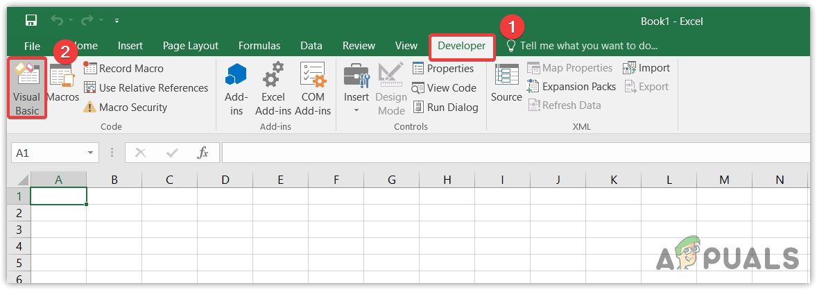 Opening Visual Basic on MS Excel