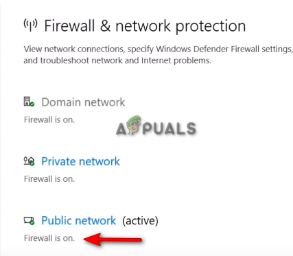 Opening the active Firewall Network