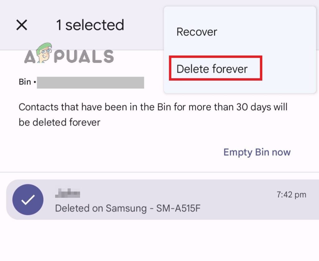 Tap Delete forever to delete the read-only contact