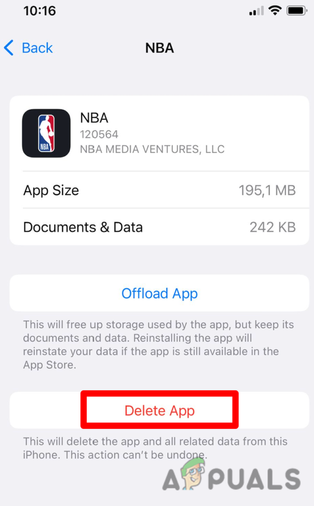 Deleting the NBA app