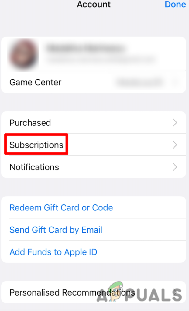 Tap on Subscriptions