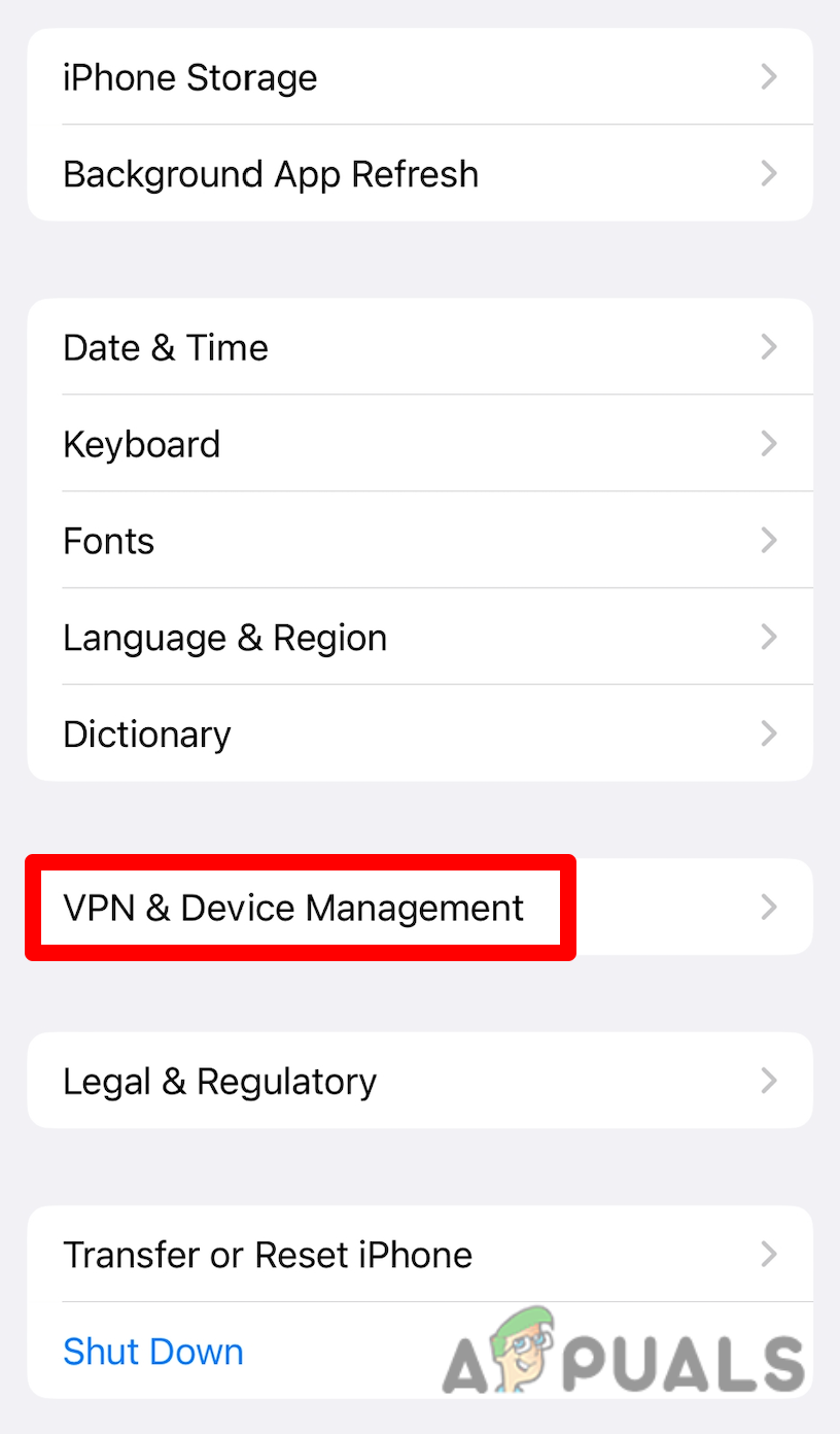 Access the VPN settings