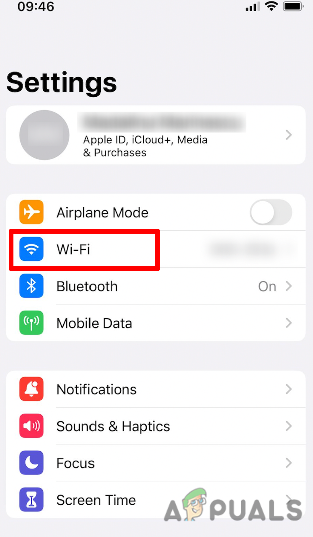 Accessing the Wi-Fi tab on iOS