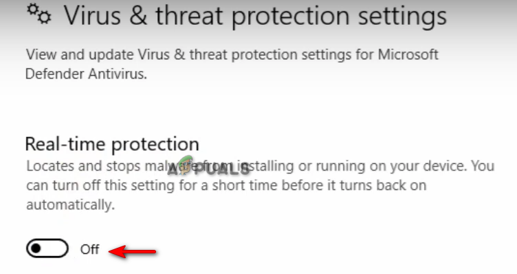 Turning off Real-Time Protection 