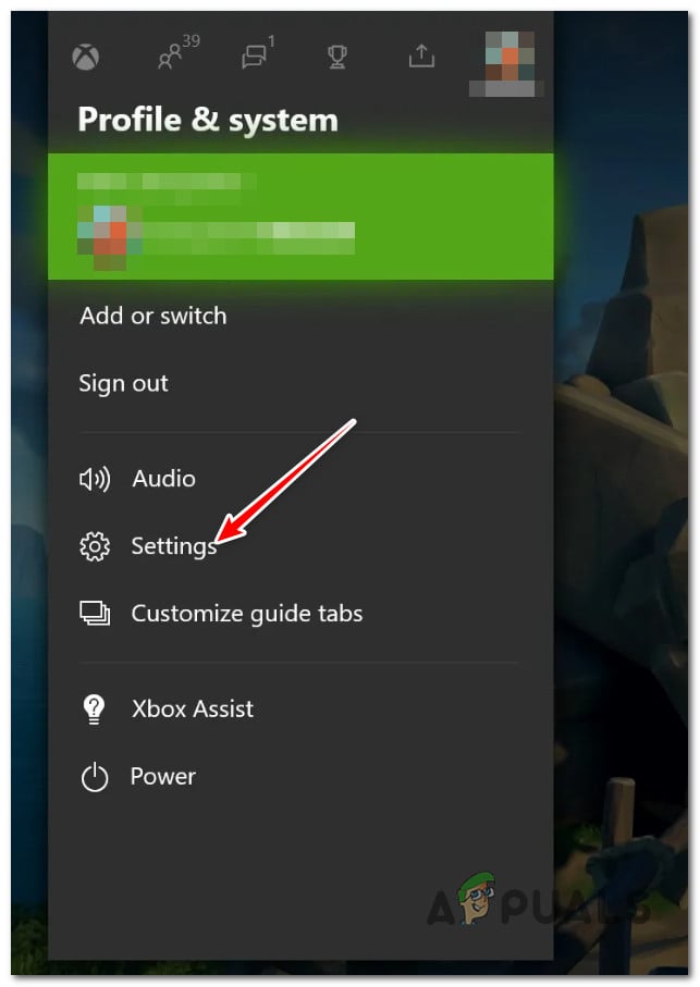 Access the Settings menu on Xbox