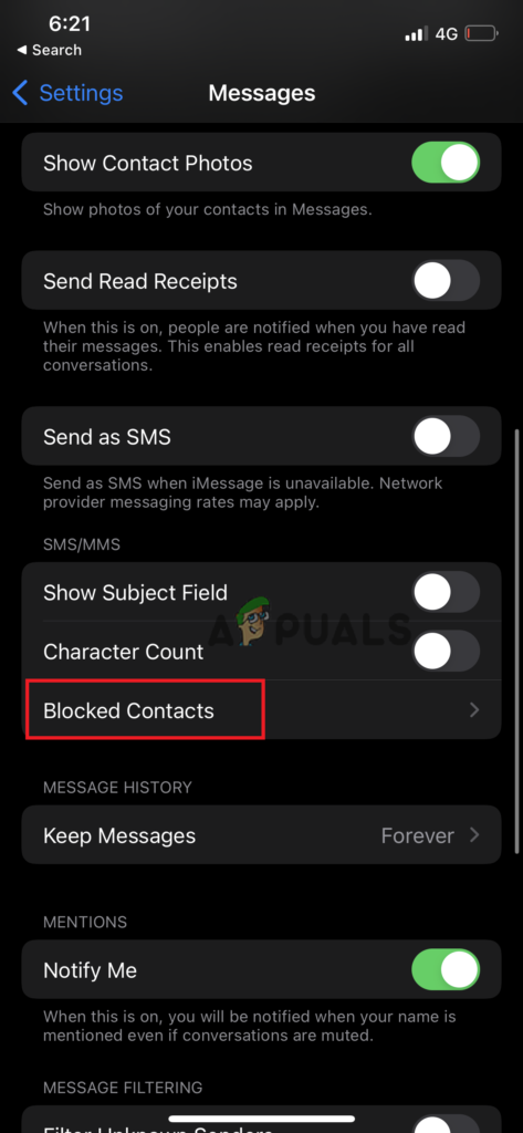 Tap on the Blocked Contacts 