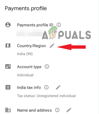 Tap Country/Region to add a new payment profile