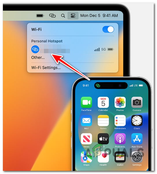 Connect to the iPhone hotspot