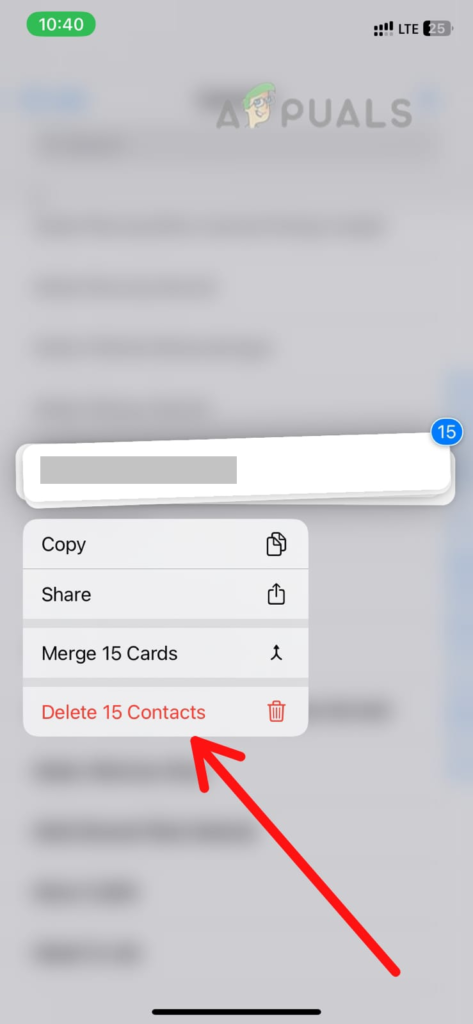 Select the Delete contacts option