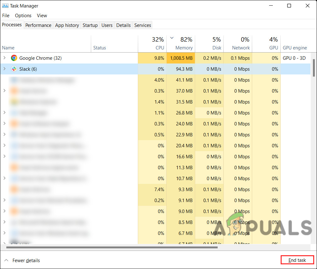 End the task in the Task Manager