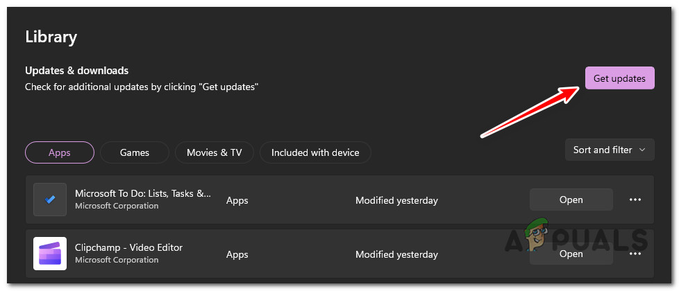 Retrieve new updates available via Microsoft Store