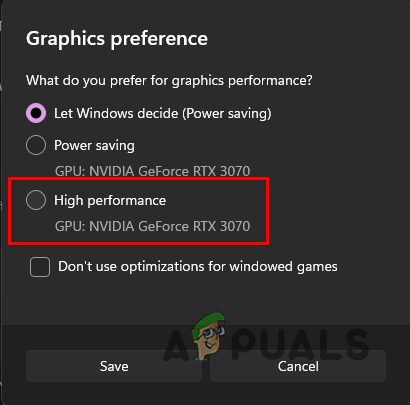 Changing Graphics Preference