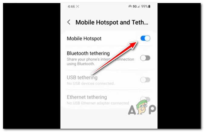Enabling the Hotspot on Mobile device