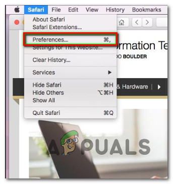 Accessing the Preferences menu
