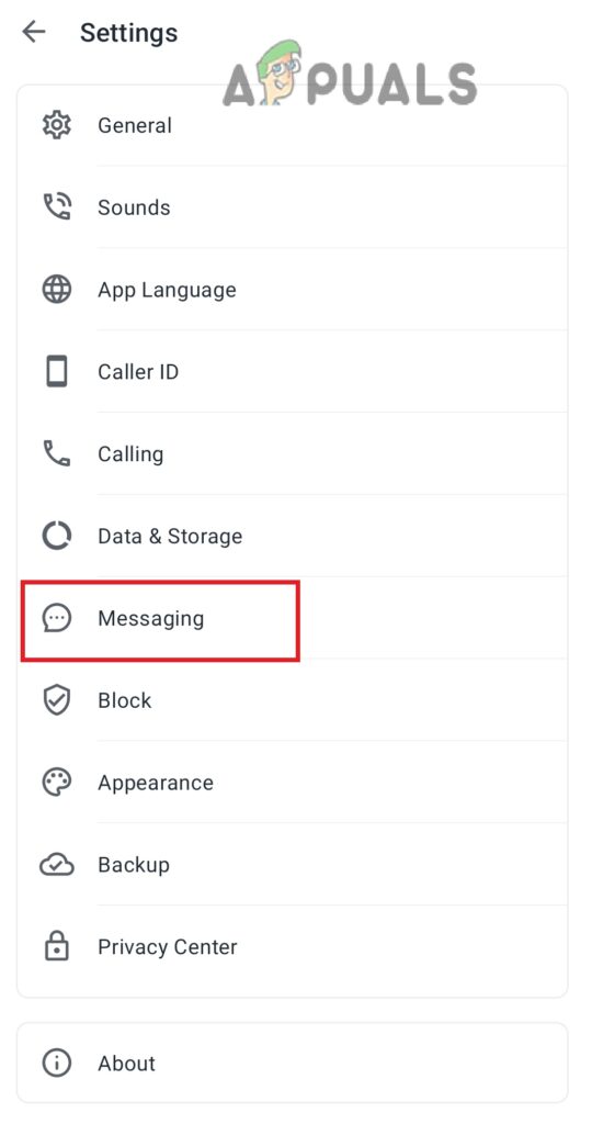 Select Messaging from the list 