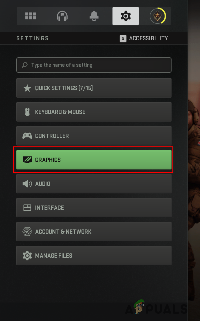 Going to Graphics Settings