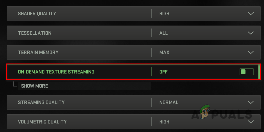 Disabling On-Demand Texture Streaming