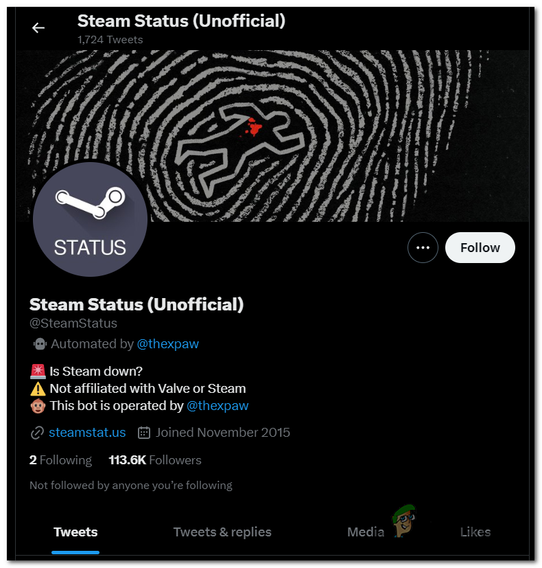Looking on the unofficial Steam Status Twitter page
