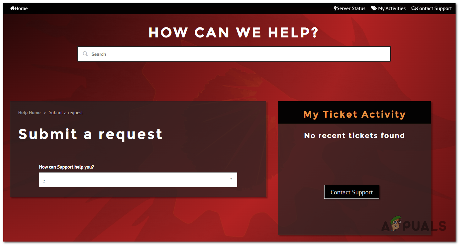 Creating a support ticket