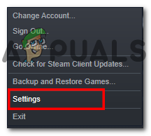 Clicking settings in steam