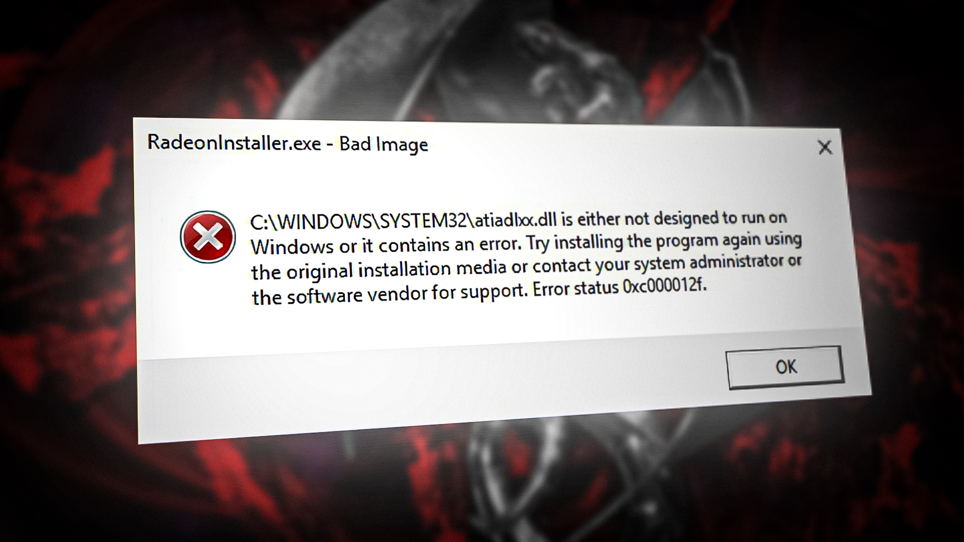 Atiadlxx.dll is not designed to run on Windows Error