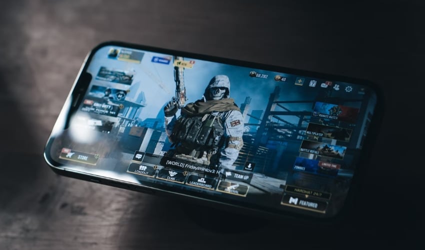 Smartphone displaying Call of Duty mobile game