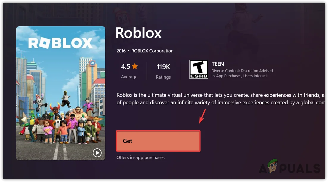 Downloading Roblox from Windows Store
