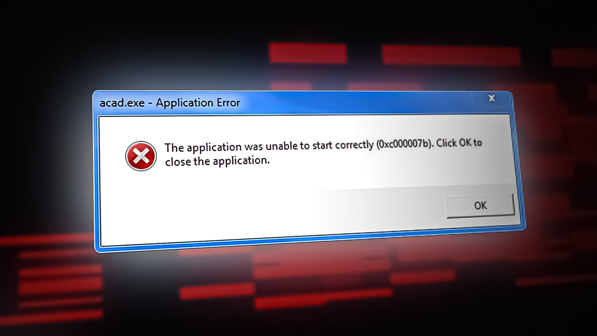 Error 0xc00007b "Application was unable to start correctly"