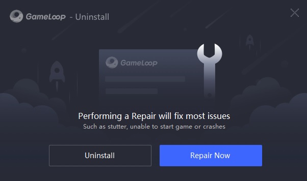 Using GameLoop's Repair Now option