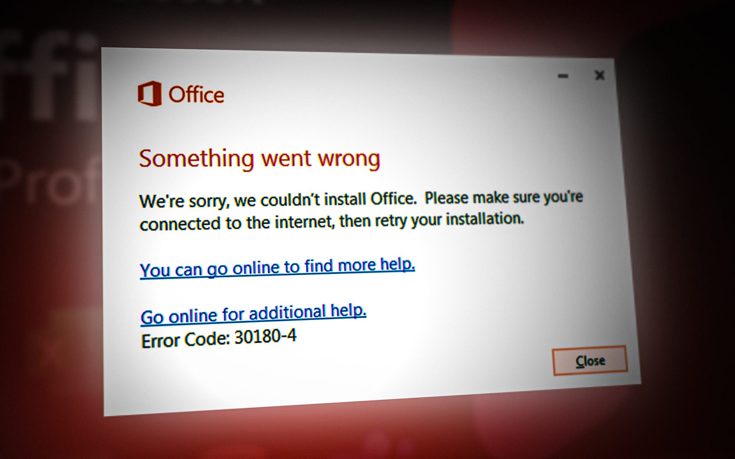 Microsoft Office Setup Error Code 30180-4