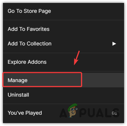 Opening Game Manage Settings