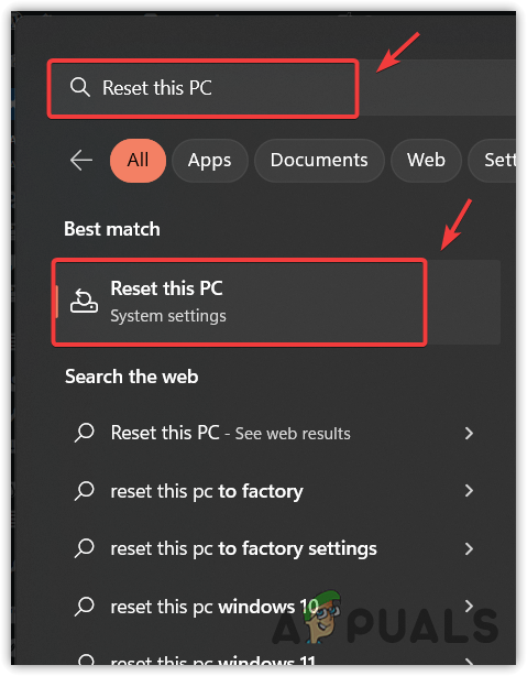 Opening System Reset Settings
