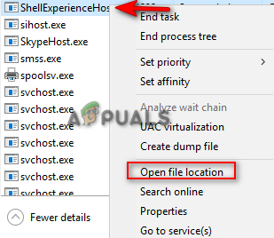Opening the file location