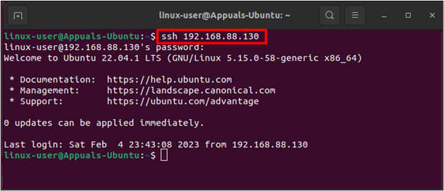 Connecting to the SSH server
