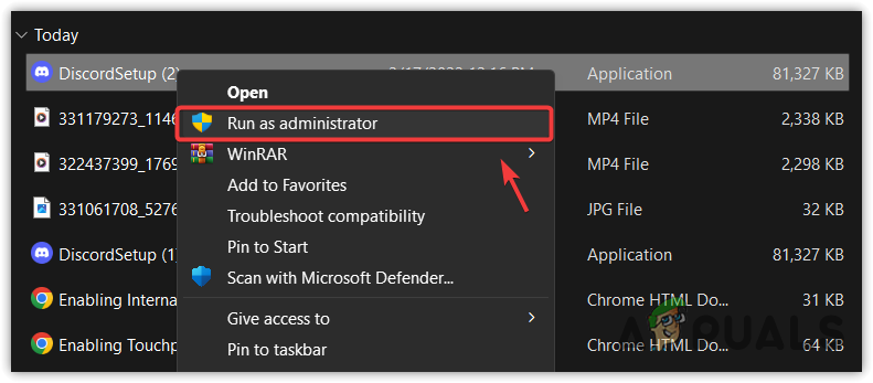 Running Discord Installer as an administrator