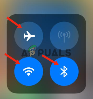 turn off Airplane Mode on your iPhone. Also, turn on Wifi and Bluetooth. Do this from the Control Center.
