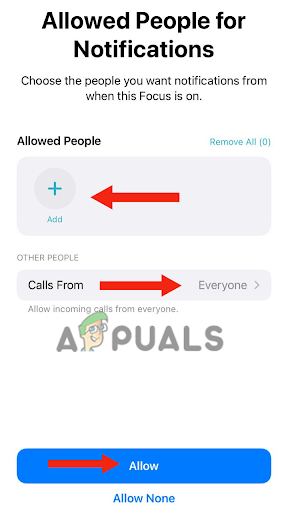  select the people from whom you want to receive calls. Lastly, click on Allow