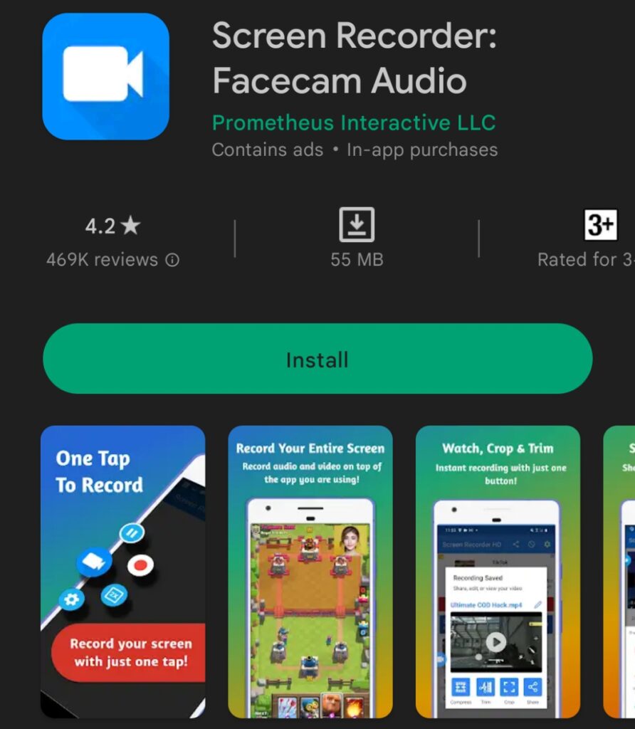FaceCam Audio Screen Recorder
