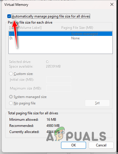 Removing Automatic Management of Paging File