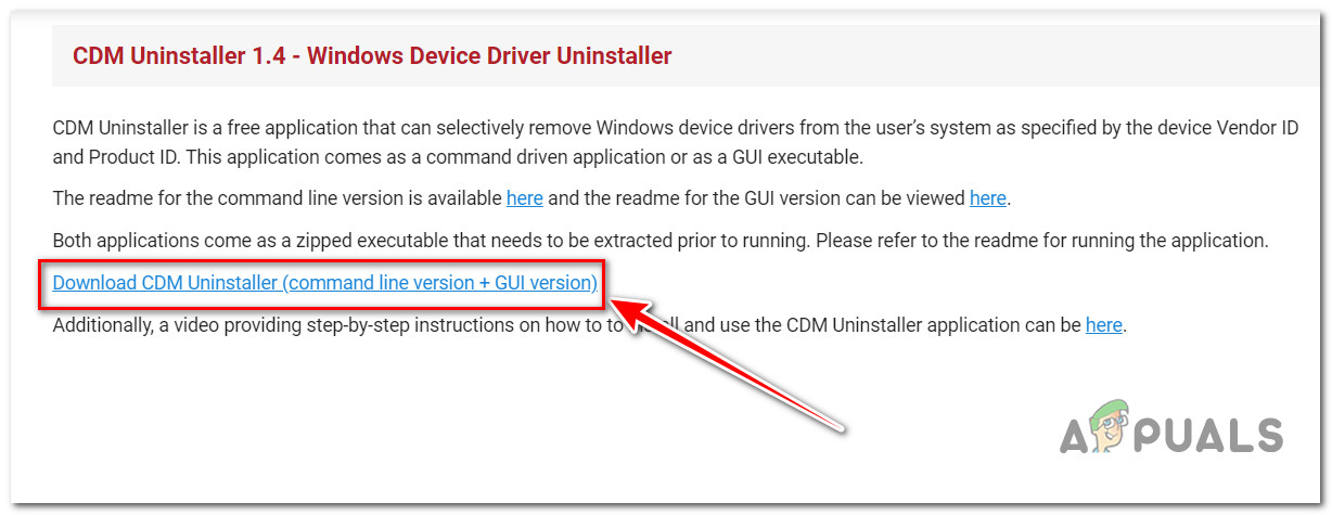 Download the CDM uninstaller
