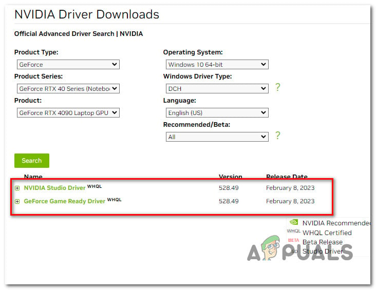 Download the correct driver